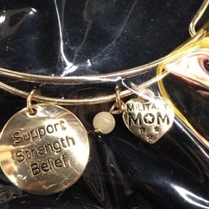 AVON Military Mom Precious Charms Bracelets Gold Tone Genuine Quartz Bead